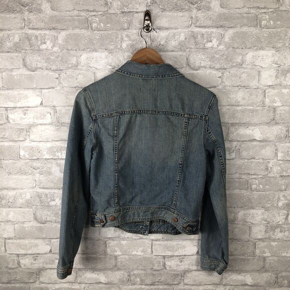 GAP Women's Small Denim Jacket Lily Flap Pocket Distressed Jean VTGNICSN 305753 - Picture 2 of 12